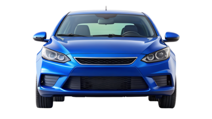 blue car isolated on transparent white background, clipping path