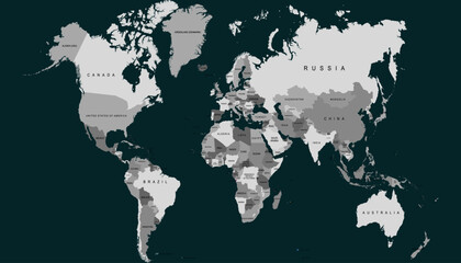 World map. Modern color vector map. Silhouette map