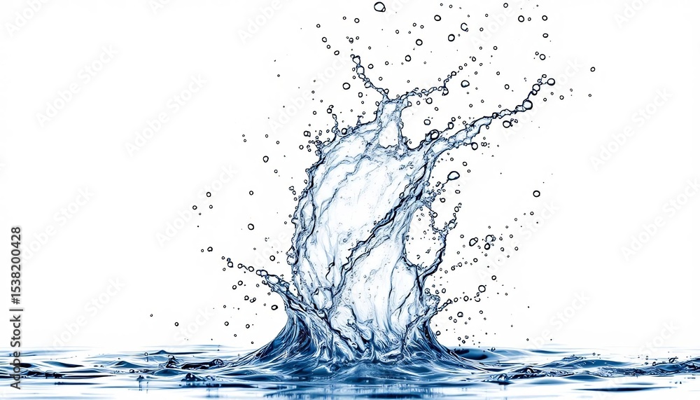Poster water splash: a captivating image of a water splash, capturing the dynamic motion and intricate deta