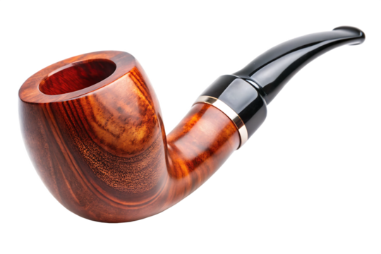 Elegant wooden tobacco pipe isolated on a white background