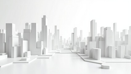 Naklejka premium Abstract white cityscape architectural model rendering