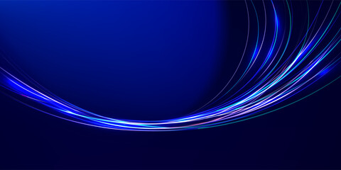 Abstract Blue Line Movement, Abstract Wave Line, Light Technology Background.