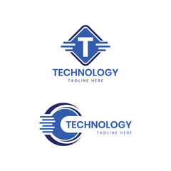 Technology logo design collection creative concept square circle startup it industry modern