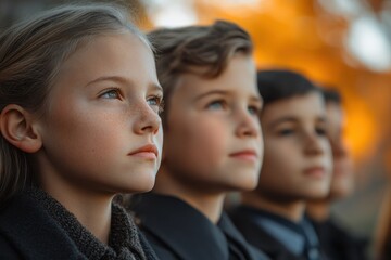 Obraz premium Family Paying Tribute During Veterans Day Ceremony