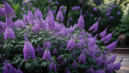 Obraz premium A bush with purple flowers at Botanical Garden, high quality photo.