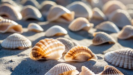 Shells In The Sun Light with Empty Copy Space For Text