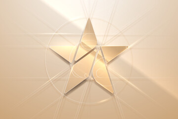 Soft gold star shape with lines background