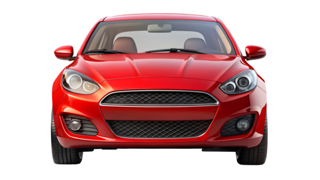 red car isolated on transparent white background, clipping path