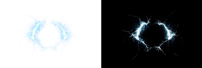 Electric strike with lightning, plasma shock, and thunderbolt glow. Realistic blue flare and transparent fireball PNG perfect for powerful, dark-sky abstract designs.