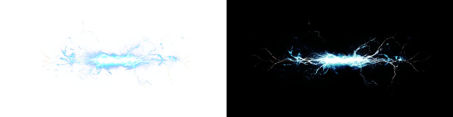 Electric lightning flash with spark, glow, and thunder effect. A powerful, blue vector PNG with energy, impact, and isolated realism ideal for dynamic weather or magic scenes.