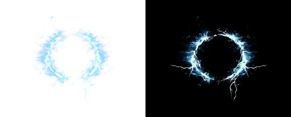 Electric strike with lightning, plasma shock, and thunderbolt glow. Realistic blue flare and transparent fireball PNG perfect for powerful, dark-sky abstract designs.