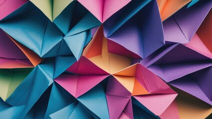 Obraz premium Abstract origami paper folding texture background with empty space for text