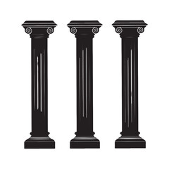 Obraz premium Three Classic Greek Columns Architectural Illustration