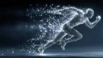 Digital runner concept video of a digital runner sprinting in a digital world - Powered by Adobe