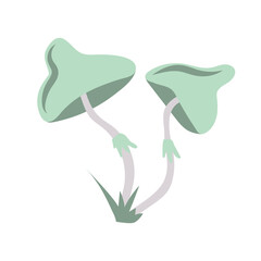 Dangerous forest mushroom. Hand drawn poisonous psychedelic fungus. Vector illustration.