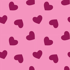 Seamless pattern with pink hearts. Vector seamless pink pattern with pink hearts