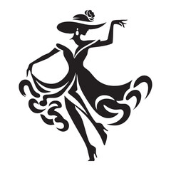 Minimal Motion Dancing Woman Clean Graphic of Movement, Clear and Energetic - dancing woman silhouette - dancing woman vector - silhouette of dancing woman
