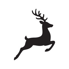 Fototapeta premium Jumping Deer Silhouette Vector – Elegant Stag Wildlife Outline Illustration