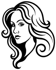Elegant vector illustration of a fashionable woman with long curly hair and stylish makeup