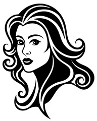 Girl with long hair in elegant fashion style vector illustration