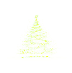 Christmas, new year, light, spruce, and sparkle form this elegant PNG. A shimmering transparent Overlay with green tree and golden accents perfect for seasonal design and celebration themes.