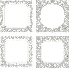 A versatile vector set of ornate vintage frames and decorative borders, perfect for antique floral designs and retro art illustrations