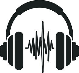 A collection of stylized headphone design, showcasing type from over-ear to earbuds, with some featuring musical elements or abstract interpretations