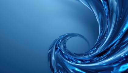 create a stunning hyperquality illustration featuring a smooth glass spiral fractal in midnight blue, place the fractal at the bottom of the image