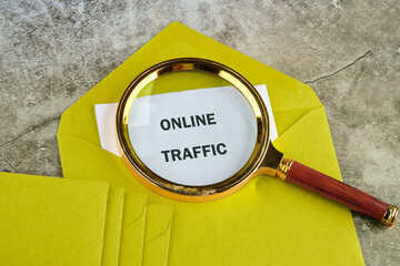 The conceptual text of ONLINE TRAFFIC. A place to copy. Business, technology, internet and...
