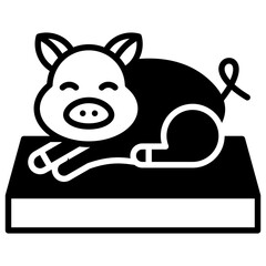 Pig outline mixed icon