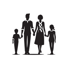 family in home vector silhouette clip art logo design illustration