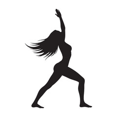 Wholesome Exercising Lady Expressive Depiction Outline, Showing Her Joyful Movement - exercising lady silhouette - exercising lady vector - silhouette of exercising lady - Lady illustration
