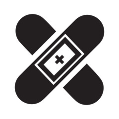 medical bandage icon in cross shape symbolizing first aid, wound care, health protection or treatment
