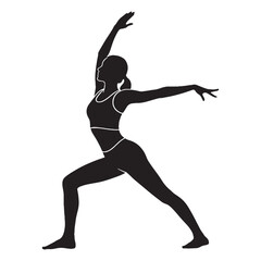 Joyful Portrait Exercising Woman Dynamic Shape Illustration, In Mid-Workout with Flair - exercising woman silhouette - exercising woman vector - silhouette of exercising woman
