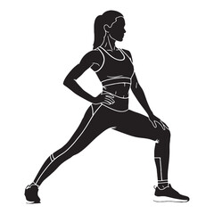 Keen Exercising Lady Strong Form Vector, Showing Her Exercise and Rhythm - exercising lady silhouette - exercising lady vector - silhouette of exercising lady - Lady illustration
