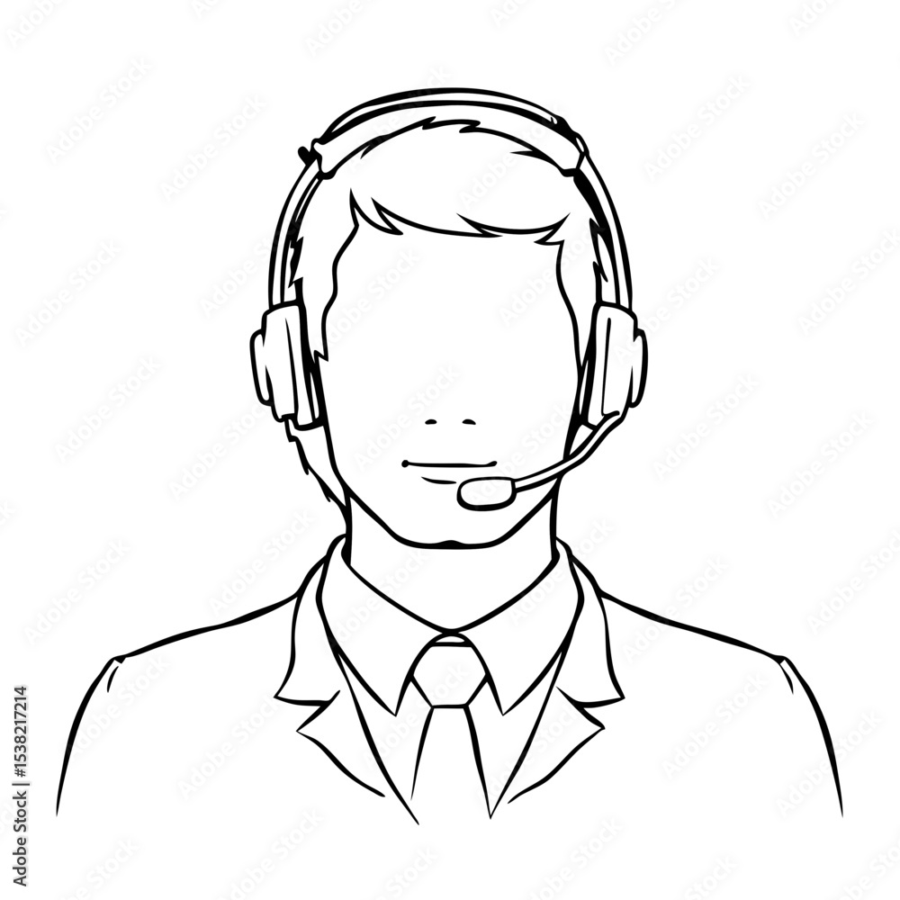 Poster customer support avatar with headset and microphone. professional helpdesk agent icon with headphone