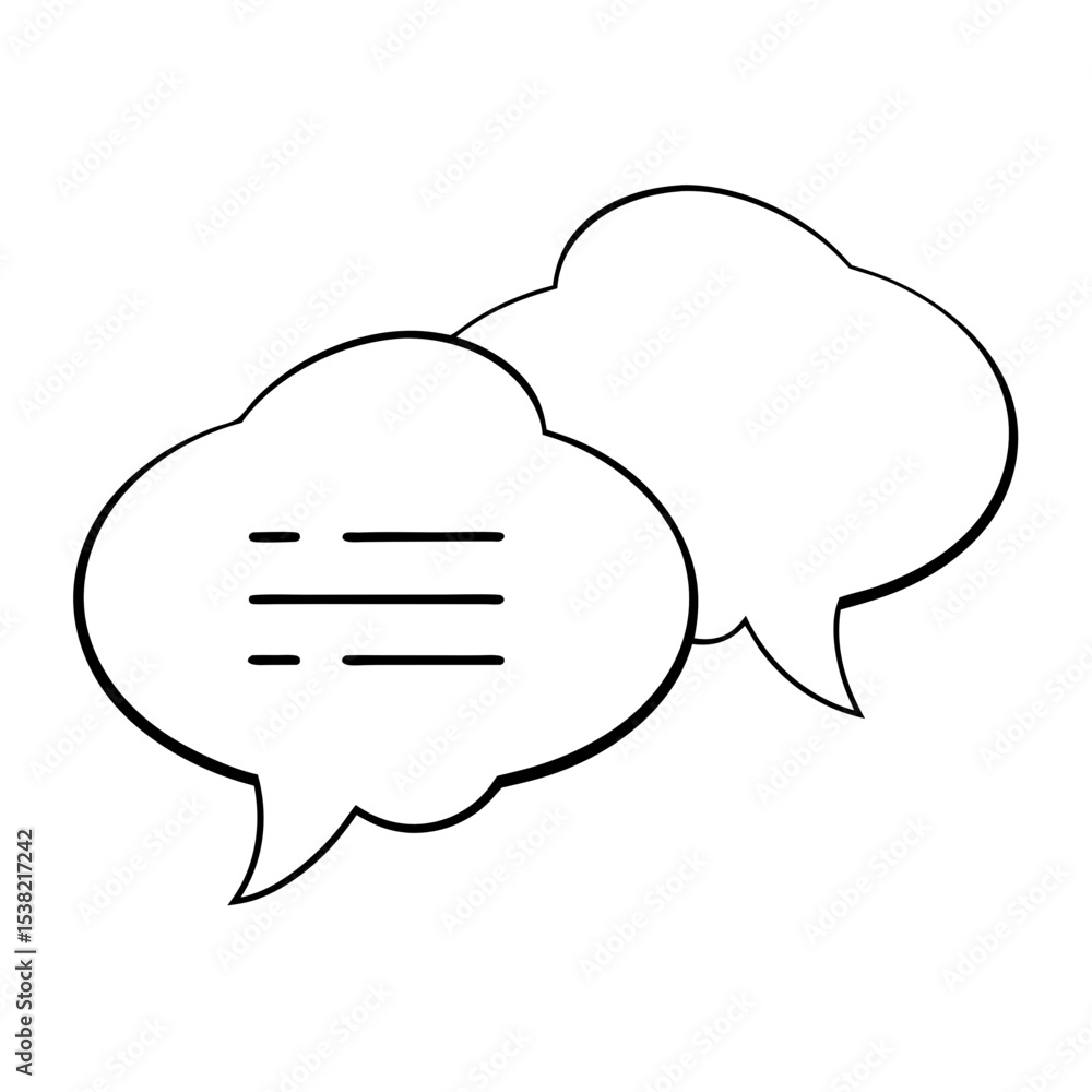 Poster simple conversation bubbles with text lines. communication concept shown with two speech bubbles, id