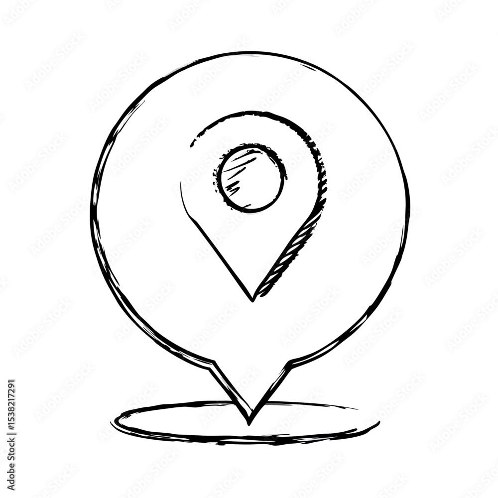 Poster hand drawn location pin bubble icon. simple location marker design in sketch style. this location pi