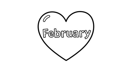 February heart coloring page for kids and adults valentine's day printable activity sheet on transparent background