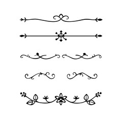 Obraz premium Set of Vintage decorative lines. text dividers. Line border. Lines separators, Borders, Vintage dividers, Underline elements. Vector illustration 