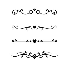 Set of Vintage decorative lines. text dividers. Line border. Lines separators, Borders, Vintage dividers, Underline elements. Vector illustration
