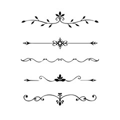 Set of Vintage decorative lines. text dividers. Line border. Lines separators, Borders, Vintage dividers, Underline elements. Vector illustration
