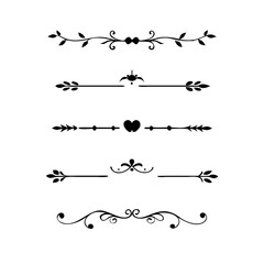 Set of Vintage decorative lines. text dividers. Line border. Lines separators, Borders, Vintage dividers, Underline elements. Vector illustration
