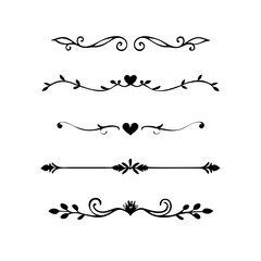 Obraz premium Set of Vintage decorative lines. text dividers. Line border. Lines separators, Borders, Vintage dividers, Underline elements. Vector illustration 