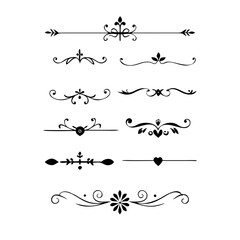 Obraz premium Set of Vintage decorative lines. text dividers. Line border. Lines separators, Borders, Vintage dividers, Underline elements. Vector illustration 