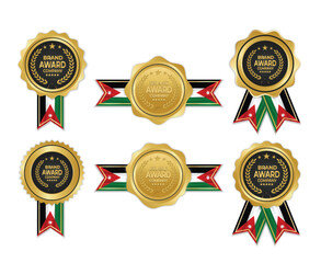 Golden award medal with jordan flag ribbons for winners