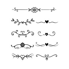 Obraz premium Set of Vintage decorative lines. text dividers. Line border. Lines separators, Borders, Vintage dividers, Underline elements. Vector illustration 