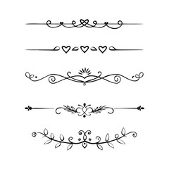 Fototapeta premium Set of Vintage decorative lines. text dividers. Line border. Lines separators, Borders, Vintage dividers, Underline elements. Vector illustration 