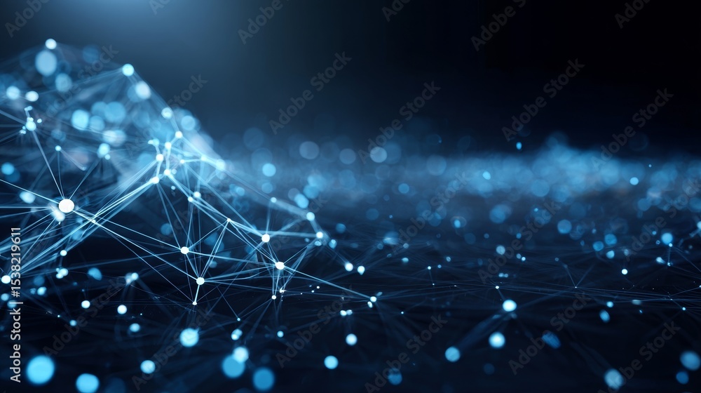Aufkleber abstract visualization wallpaper with geometric networking graphic in a dark digital space theme