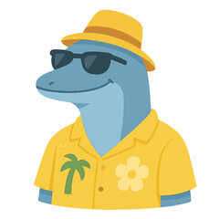 dolphin in summer clothes animal vector on white background
Vector animal in summer hat and sunglasses on white background